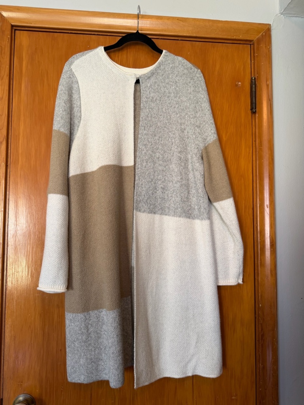 Christopher & Banks Neutral Colorblock Long Open Cardigan - Taupe, Gray & Cream